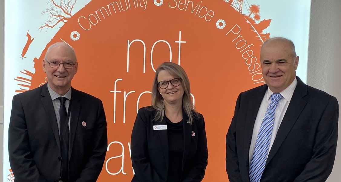 From left Andrew Pellizzer (retiring BHCCU General Manager), Louise Hunt (incoming BHCCU General Manager), Allan Carter (BHCCU Chair) (2020)