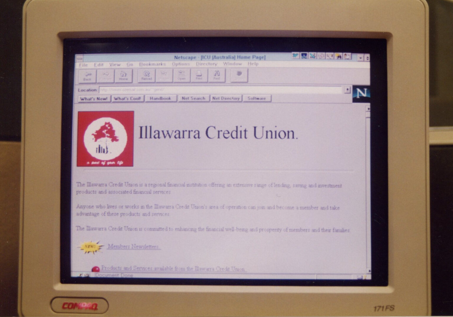 Illawarra Credit Union homepage, 1990s